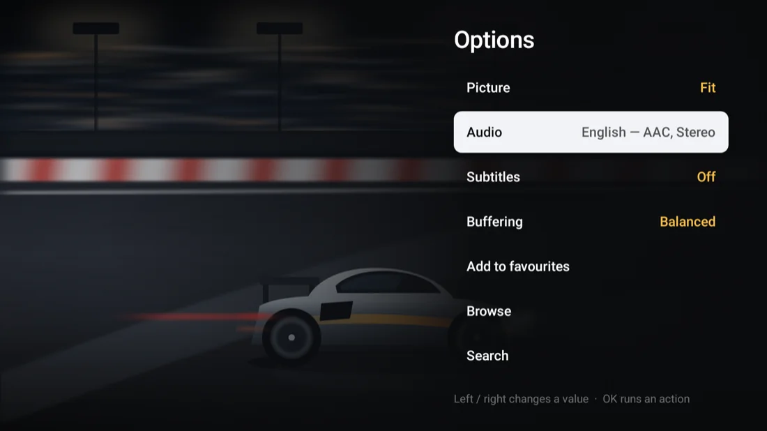 The quick menu open during playback.